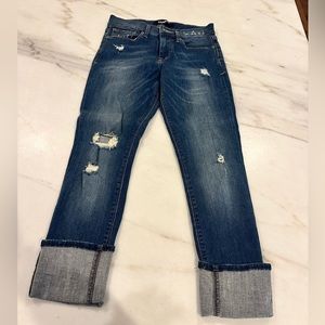 EXPRESS women’s cropped skinny distressed high rise denim jeans in size 4